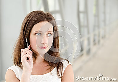 Portrait of smiling beautiful young businesswoman Stock Photo