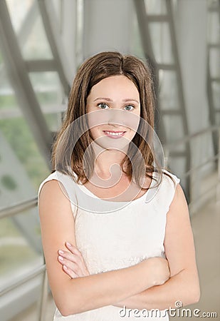 Portrait of smiling beautiful young businesswoman Stock Photo