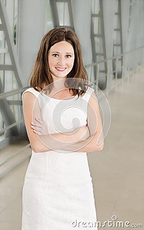 Portrait of smiling beautiful young businesswoman Stock Photo