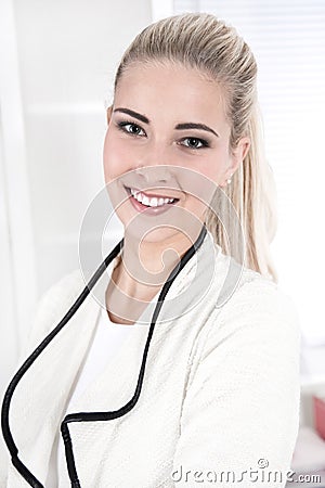 Portrait of a smiling beautiful young successful businesswoman Stock Photo