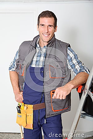 Portrait of smiling carpenter Stock Photo