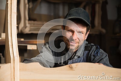 Portrait of a smiling carpenter Stock Photo