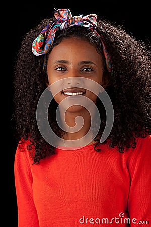 Portrait smiling Ethiopian girl woman Stock Photo