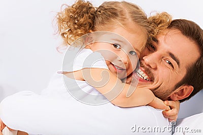 Portrait of smiling father and cute daughter Stock Photo