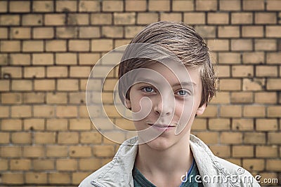 Portrait of a smiling male teenager Stock Photo