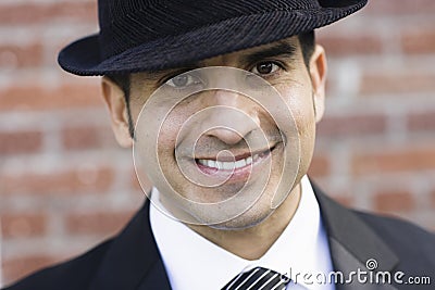 Portrait of Smiling Man in Suit and Tie Stock Photo