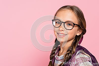 Portrait of smiling schoolkid in eyeglasses Stock Photo