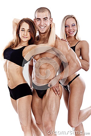Portrait of a smiling young fitness people Stock Photo