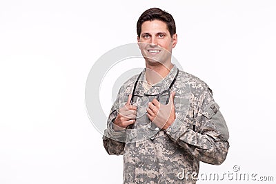 Portrait of a smiling young military doctor Stock Photo