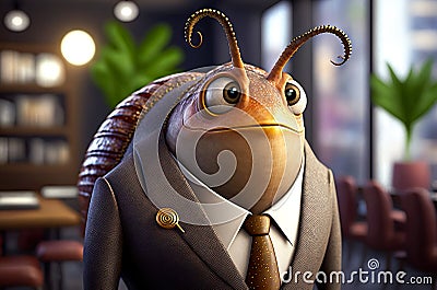 portrait of snail dressed in a formal business suit Stock Photo