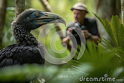 Portrait of Southern cassowary, Casuarius casuarius in Australian big forest ,Papua New Guinea.Generative ai Stock Photo