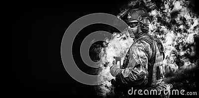 Portrait of a special forces soldier. The concept of military units. Computer games Stock Photo