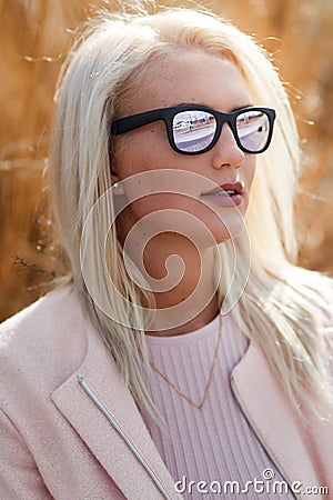 Portrait of spectacular young blond woman Stock Photo