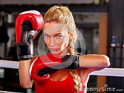 Portrait of sport girl boxing Stock Photo