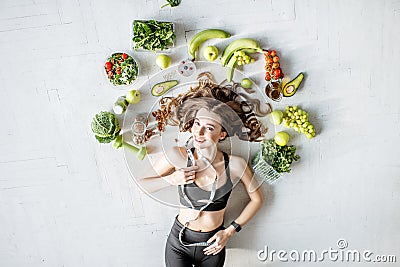 Portrait of a sports woman with healthy food Stock Photo