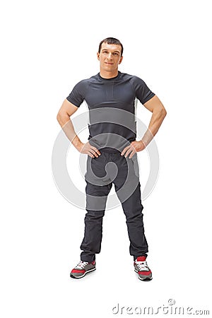 Portrait of sportsman isolated on white. Stock Photo