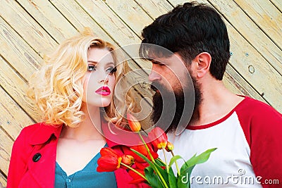 Portrait of Spring couple. Fashionable picture of young people. Stock Photo