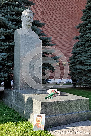 Portrait of Stalin at the Grave of Leader of USSR - Left Angled View Editorial Stock Photo