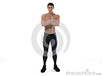 3D Rendering : Portrait of standing male mesomorph muscular body type Stock Photo