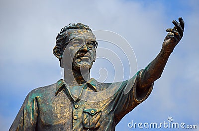 Portrait of statue of Carlos Fonseca Amador in the city of Matagalpa, Nicaragua. Fonseca was a Nicaraguan politician who founded Editorial Stock Photo