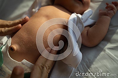 Portrait of stomach newborn baby Stock Photo