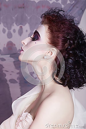 Portrait of Strange woman with make-up Stock Photo