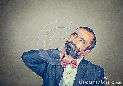 Man has bad neck pain Stock Photo