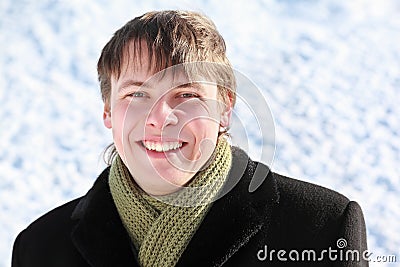 Portrait of student is in winter overcoat Stock Photo