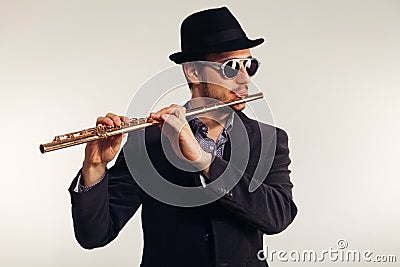 Portrait studio musician Stock Photo