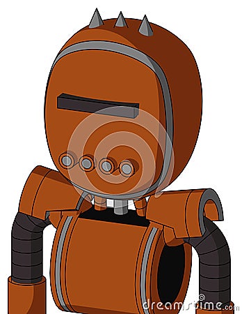 Brownish Droid With Bubble Head And Pipes Mouth And Black Visor Cyclops And Three Spiked Stock Photo