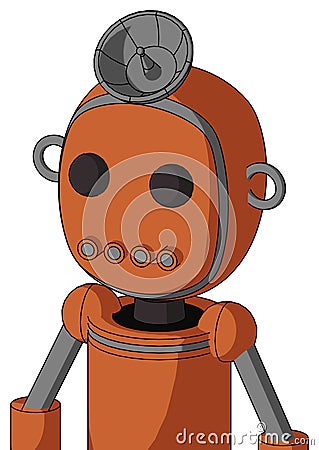 Orange Mech With Bubble Head And Pipes Mouth And Two Eyes And Radar Dish Hat Stock Photo