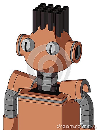 Peach Robot With Rounded Head And Two Eyes And Pipe Hair Stock Photo