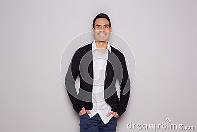 Stylish middle aged man posing on white Stock Photo