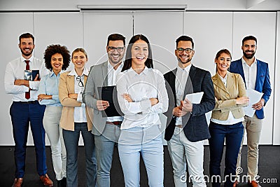succesful business team smiling teamwork corporate office colleague Stock Photo