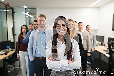 Portrait of business team posing in office Stock Photo