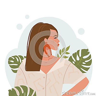 Portrait of a successful girl. The image of a business woman. Vector illustration, flat design. Isolated on white background Cartoon Illustration