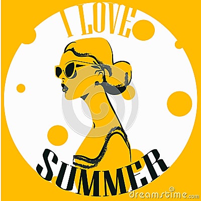 Portrait of summer woman Vector Illustration