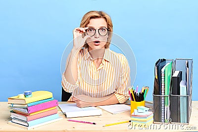 Portrait of surprised displeased girl expressing puzzlement Stock Photo