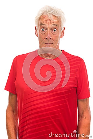 Portrait surprised senior sport man Stock Photo