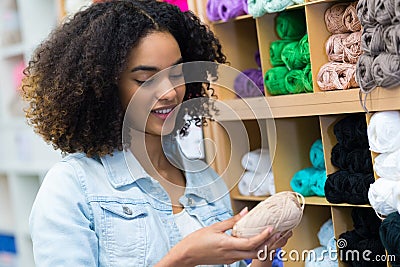 portrait tailor shopping for materials Stock Photo