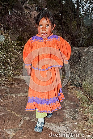 Portrait of a Tarahumara Indian kid in Copper Canyon Editorial Stock Photo