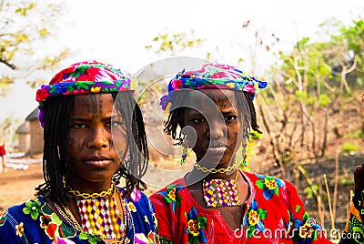 Portrait of tattooed Mbororo aka Wodaabe tribe woman Poli, Cameroon Editorial Stock Photo