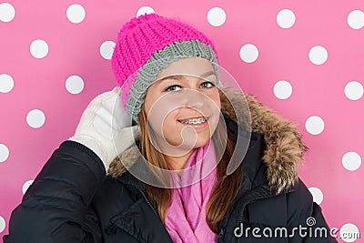 Portrait teen girl in winter Stock Photo