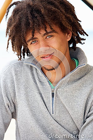 Portrait teenage boy outdoors Stock Photo