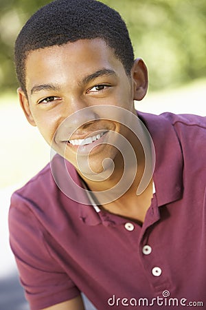 Portrait Of Teenage Boy Outdoors Stock Photo