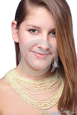 Portrait of teenager with beads Stock Photo