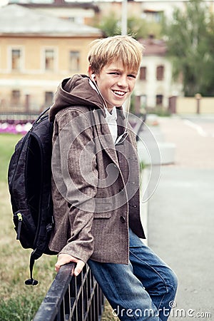 Portrait of teenager in jacket Stock Photo