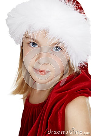 Portrait of teenager in New Year's cap Stock Photo