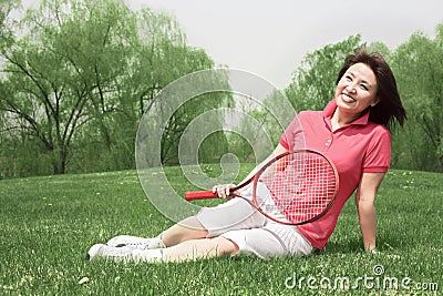 Portrait of a tennis girl Stock Photo
