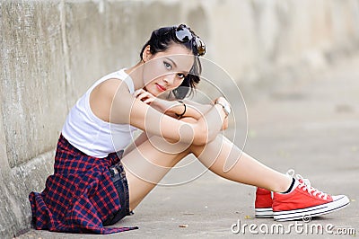 Portrait thai beutiful girl Stock Photo